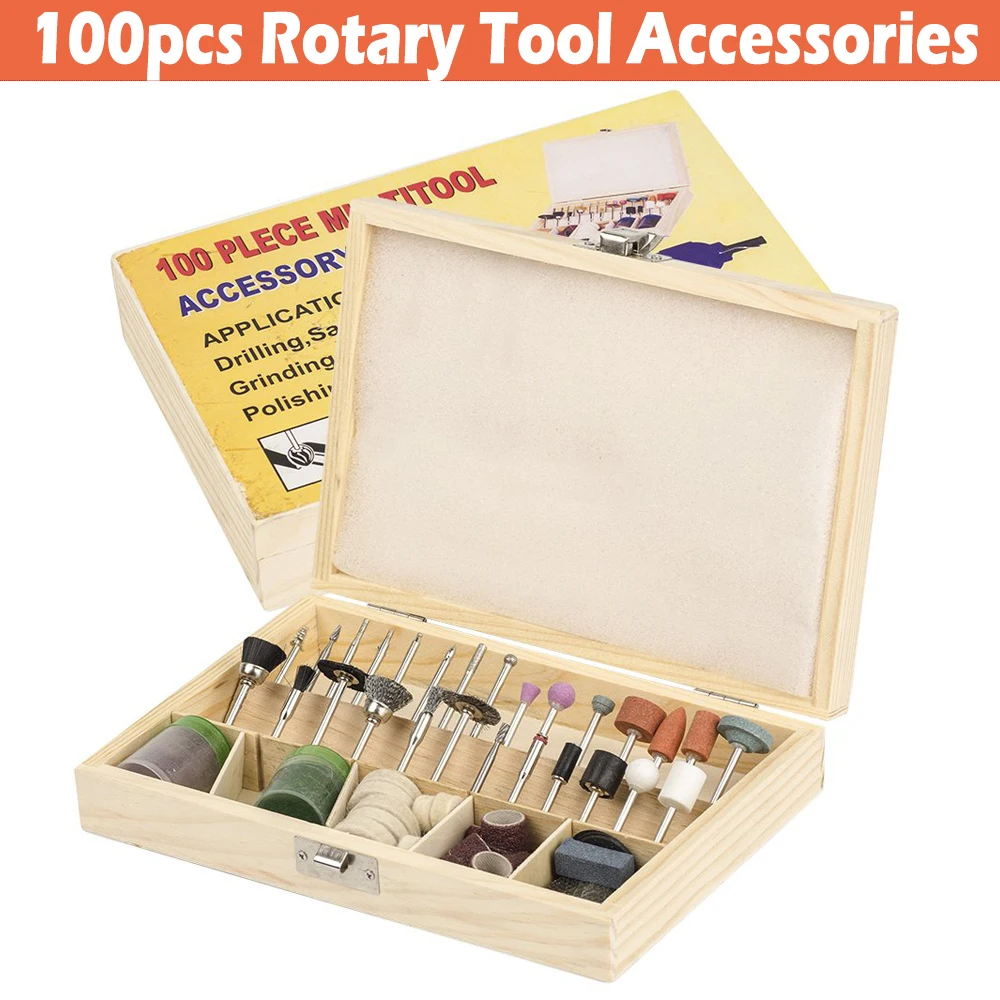 

100Pcs Rotary Tool Accessory Grinding Polishing Cutting Bit Kit For 1/8''