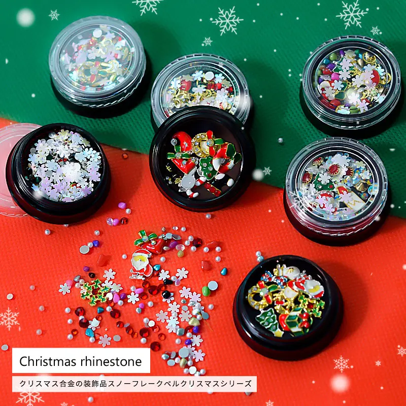 

2020 New Christmas Day Collection Nail Art Jewelry Nail Gemstone Set Metal Crystal Rivet Nail Sequins Nail Art Mix ML051