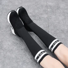 Высокие сапоги до колена на платформе, увеличивающие рост; женские сапоги-носки; обувь из эластичной ткани; женские зимние сапоги на массивной платформе