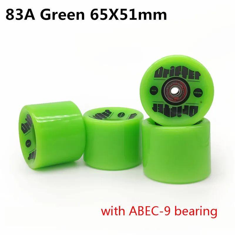 78A 80A 83A 65mm 51mm 스케이트 보드 휠 65X51mm 내구성 스케이트 보드 시프트 타이어 도로 거리 거친 아스팔트 드리프트 ABEC-9 베어링 4pc