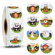

Animal Reward Stickers Rolls for Kids and Teacher 500pcs In Roll Motivational Teachers Sticker for Classroom Preschool Toy Label