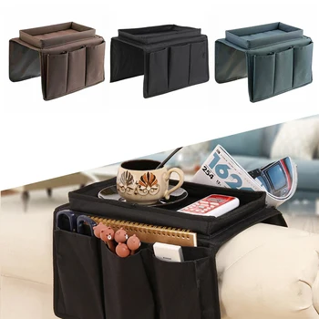 

Sofa Armrest Storage Hanging Bag 4 Pockets and Cup Holder Armrest Organizer TV Remote Control Cellphone Storage Bag Waterproof