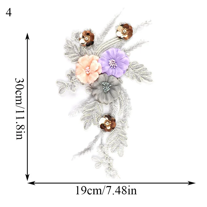 Креативные лепестки из органзы с вышивкой, модные перламутровые наклейки для одежды ручной работы, аксессуары для одежды - Цвет: 4