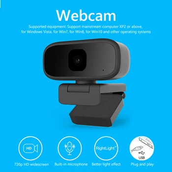 

720P Webcam Built-in HD Noise Canceling Microphone Auto Focus Live Streaming Video Conference USB Plug N Play Web Camera for PC