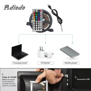 

DC5V 5050SMD RGB Led Strip 1m/2m/3m/4m Waterproof Flexible Decor lighting With 40 Keys Controller