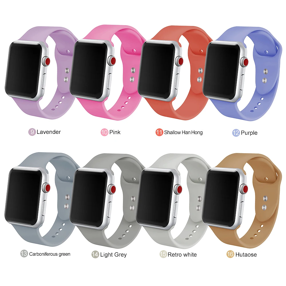 

Silicone Band for Apple Watch 38mm 42mm 40mm 44mm Replacement Sport Strap Rubber Wristband for Iwatch Series 4 3 2 1 Watchband