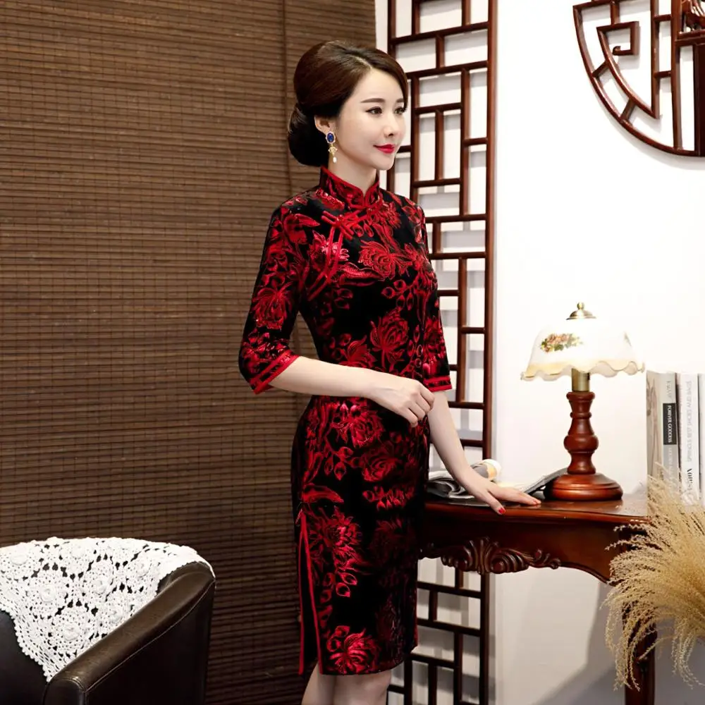 Китайское платье размера плюс 5XL классическое женское Cheongsam восточные платья