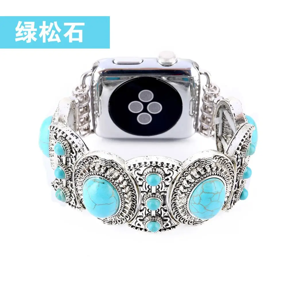 Ремешок для Apple Watch 5, 4, ремешок 38 мм, 40 мм, 42 мм, 44 мм, женский, богемный этнический Античный стиль для Iwatch Series 5, 4, 3, 2, 1 - Цвет ремешка: sky blue