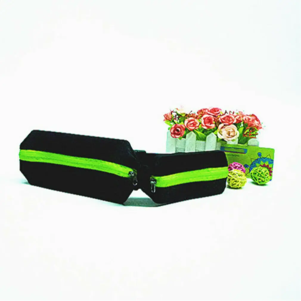 Бегун поясной ремень сумка пакет бум Спорт Фитнес Бег Универсальный двойной карман - Цвет: Зеленый