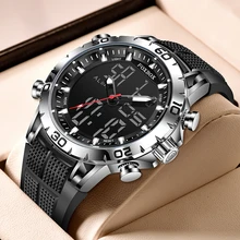 

LIGE Brand Foxbox Carbon Fiber Case Sport Mens Watches Top Luxury Quartz Wristwatch For Men Military Waterproof Digital Clock