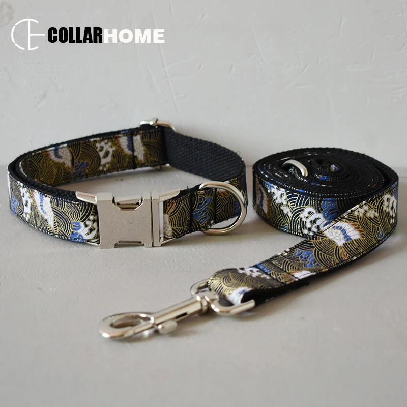 Dog Collar Leash Set Нейлоновый Регулируемый Выгравированный ID ошейник поводок персонализированное мягкое ожерелье для щенков для больших маленьких собак товары для домашних животных, щенков Прямая поставка - Цвет: Dog Collar Leash Set