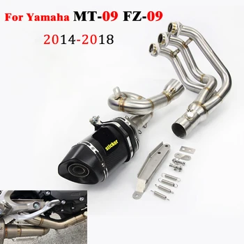 

For Yamaha MT09 FZ09 2014-2018 MT 09 FZ 09 Motorcycle full exhaust system slip-on stainless steel modified long middle link pipe