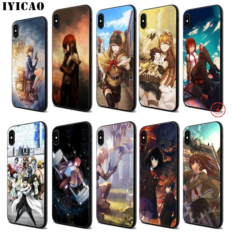 Силиконовый чехол IYICAO Steins gate мягкий черный для iPhone 11 Pro Xr Xs Max X или 10 8 7 6 6S Plus 5 5S |