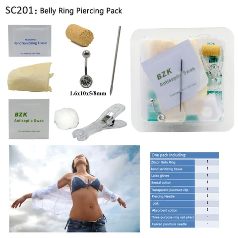 Pack Disposable Sterile Medical Body Piercing Kit Ear For Nose Nipple Belly Navel Septum Piercer Tool Machine Kit Piercing
