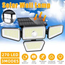 

LITOM 270 LED Solar Light Outdoor Motion Sensor Light Waterproof 4 Head Sunlight Garden Decoration Street Lights Solar Wall Lamp