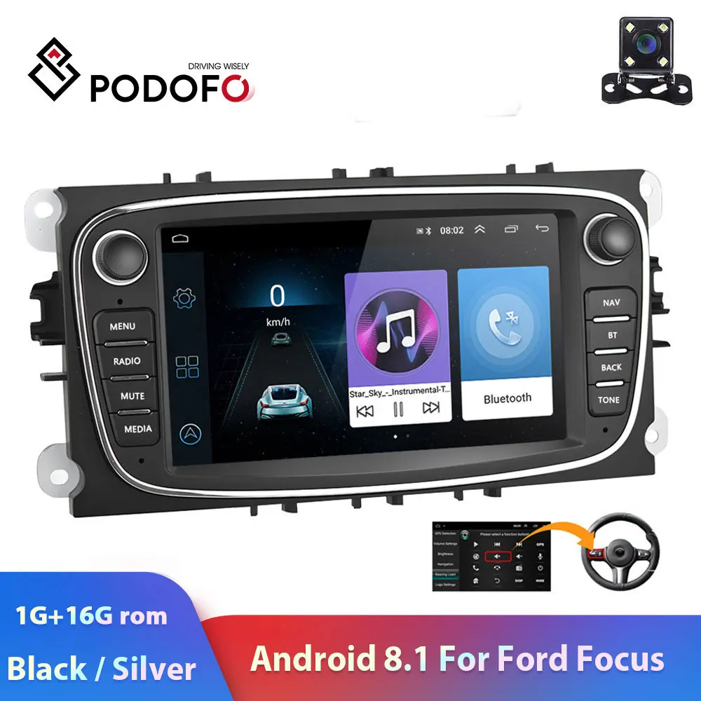 

Podofo 2 DIN 7" Android 8.1 Car Radio GPS Multimedia Player Navigation For ford focus EXI MT 2 3 Mk2/Mondeo/S-MAX/C-MAX/Galaxy
