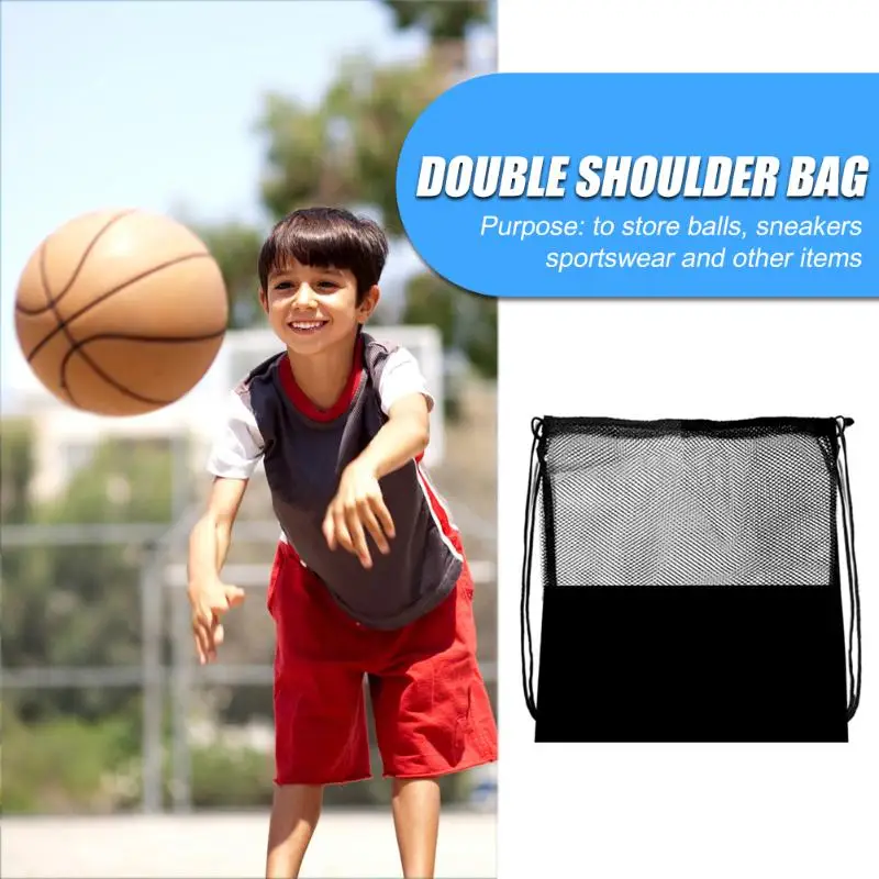Черные баскетбольные сетчатые сумки, портативная спортивная сумка для тренировок на открытом воздухе, многофункциональная сумка для хранения волейбола, сетчатая сумка-Органайзер