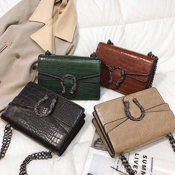 

New bag female 2020 fashion wild stone pattern Dionysus bag retro crocodile pattern chain bag shoulder diagonal bag