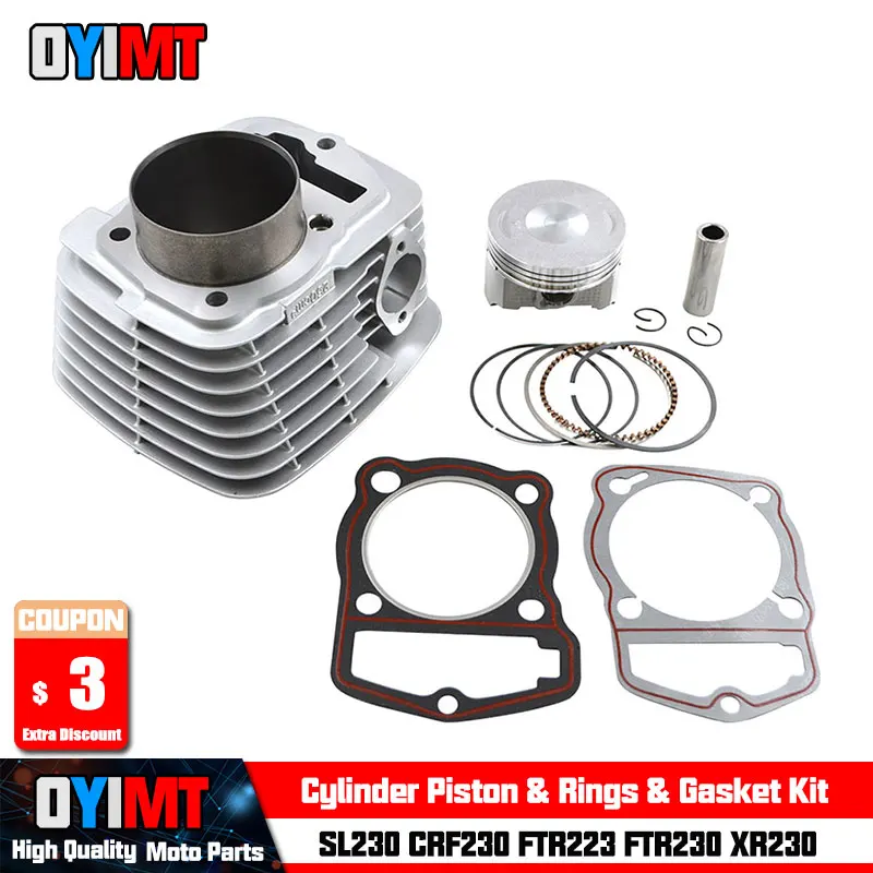 

Air Cylinder Block Piston & Rings Kit For HONDA SL230 97-14 CRF230 03-14 FTR223 FTR230 2003 2004 2005 XR230 2003 - 2008