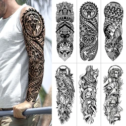 40 Designs Waterproof Temporary Tattoo Stickers Full Arm Large Skull Old School Tatoo Stickers Flash Fake Tattoos for Men Women