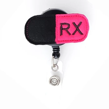 

10 pcs/lot Free Shipping Pill Retractable Felt ID Badge Holder Reel