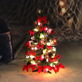 

Table Xmas Tree Mini Christmas Pine Tree Set with LED String Lights Ornaments Home Holiday Gift Decoration B99