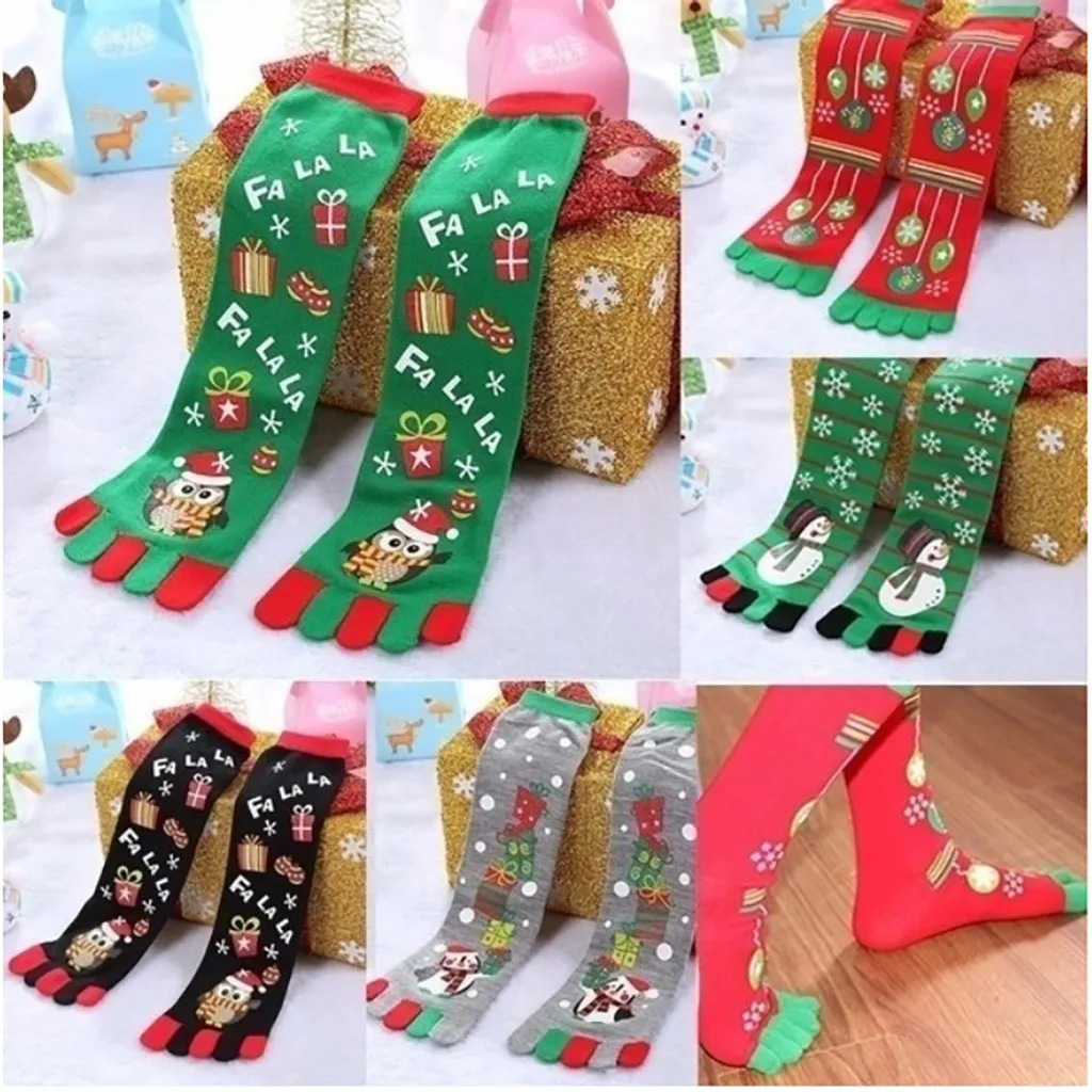 2 шт., носки с пальцами, носки, рождественские Женские повседневные носки, милые, унисекс, длинные, для бега, с пальцами, носки, эластичные, короткие, одноцветные, новинка