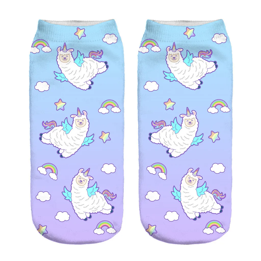 Дышащие Soxs женские носки модные 3D цифровая печать Альпака женские носки Взрослые невидимые носки удобные Волшебные Sokken Soxs