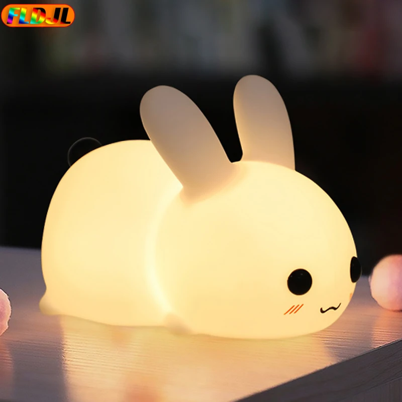 3d night light Touch Rabbit Night Lights Silicone Dimmable USB Rechargeable Lamps For Children Baby Gifts Cartoon Cute Bunny Night Lamp night lamp Night Lights