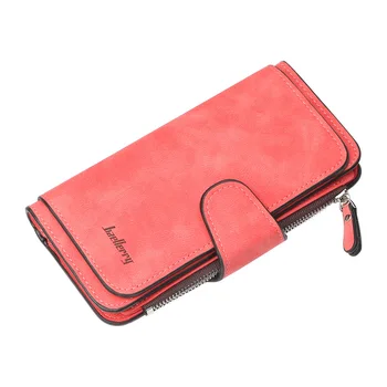 

2020 Luxury Leather Wallets for Women Frosted Two-tone Fabric Long Wallet Casual Buckle Coin Purse Multi-card Position Clutch