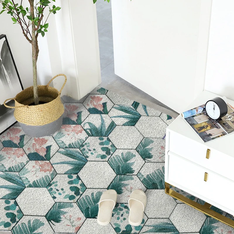 Door Mat Carpet Hallway Bedroom Living Room Balcony Porch Entrance Doormat Dust Removal Waterproof Non-slip Silk Loop Mat Carpet