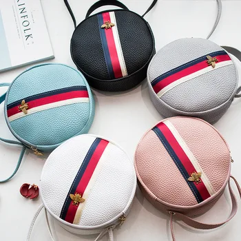 

2020 New Fashion Fresh Cute Bee Small Round Bag Portable Shoulder Bag Phone Bag Female Lady Messager Crossbody Bag