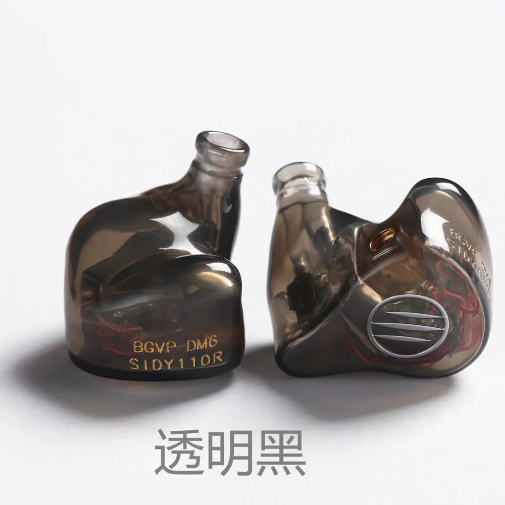 Transparent Black BGVP DM6 индивидуальный наушник Audiophile HiFi наушники контролировать в ухо сбалансированные арматурные наушники MMCX кабель IEM - Цвет: Transparent Black