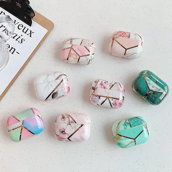 

Geometric Case For Airpods Pro Air Pods 3 Soft Cute Marble Electroplated Earphone Protector Case Cover AirPod Charging Box Shell