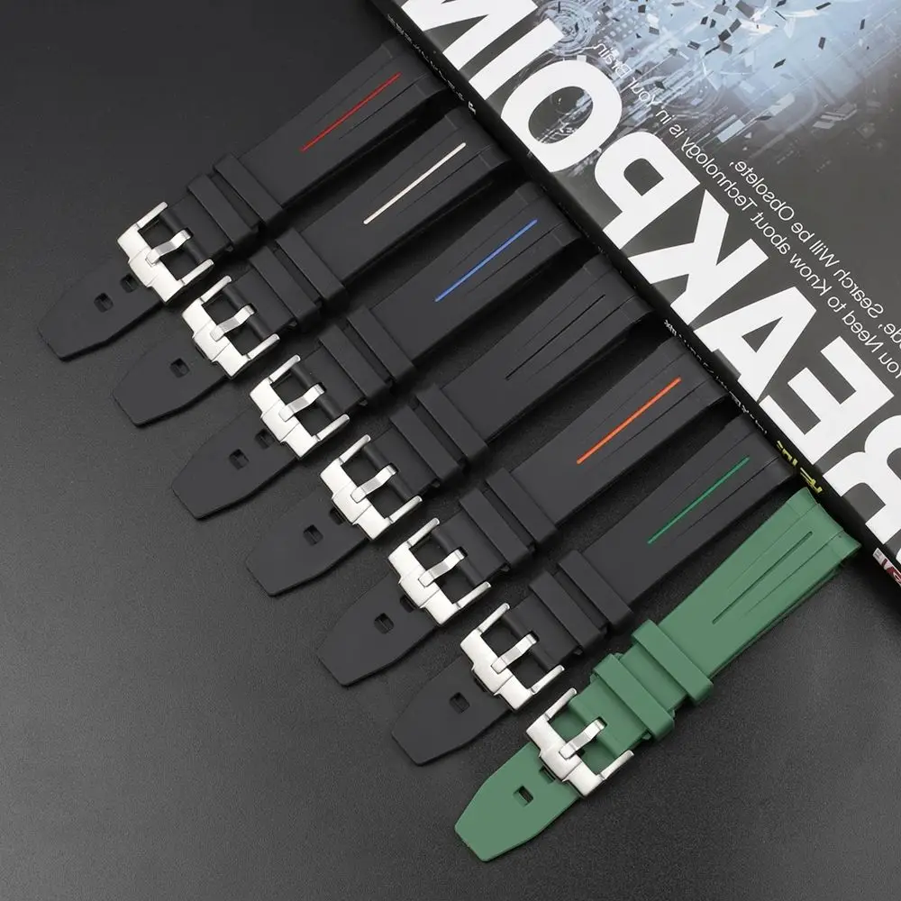 

Мужской резиновый ремешок 20 мм Пряжка из нержавеющей стали аксессуары ремешок для часов