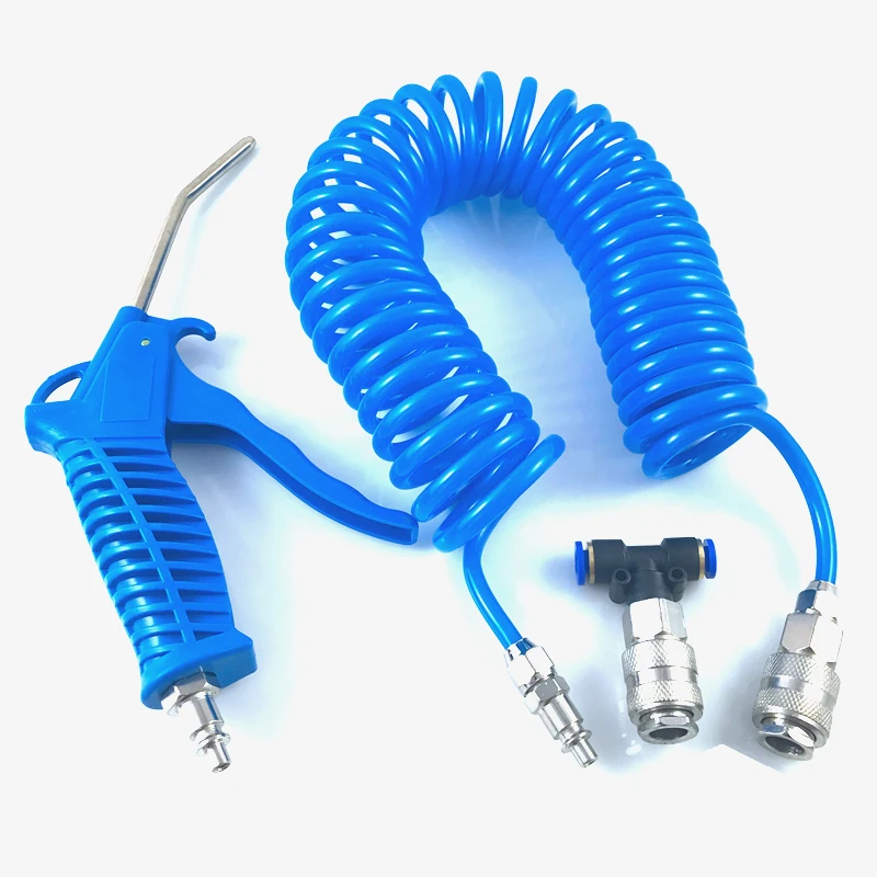 Air Blow Gun with PE Hose Air Compressor Tool Mini EU European Quick Couplers Duster Blow Kit 304 stainless steel metal y type pneumatic quick coupling three way quick coupling trachea hose 4 6 8 10 12mm air compressor