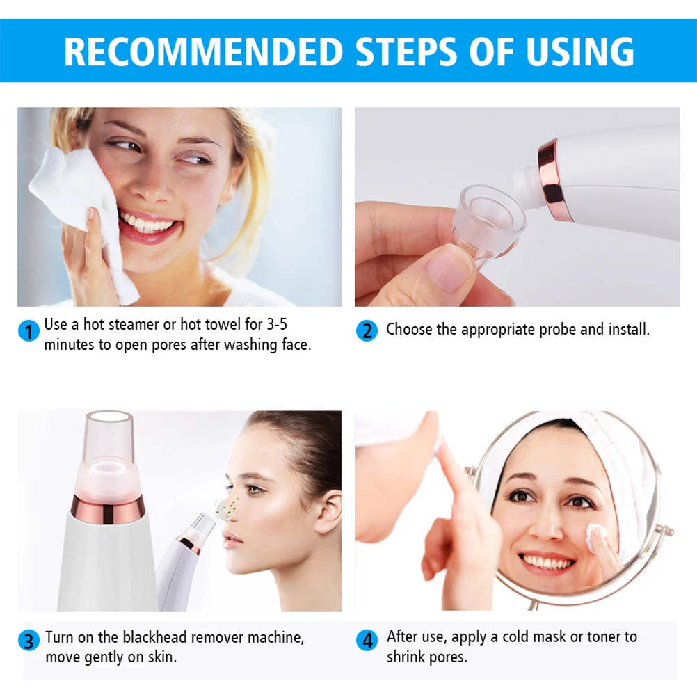 Blackhead Removal Rechargeable Face Clean Skin Care Pore Vacuum Cleaner Electronic Acne Cleanser LCD Display for Women