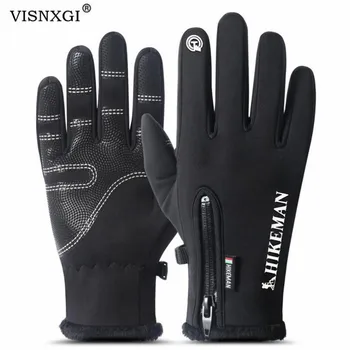 

VISNXGI Winter Touched Screen Gloves Waterproof Anti Slip Cold-proof Unisex Mittens Fluff Warm Windproof Bicycle Stretch Gloves