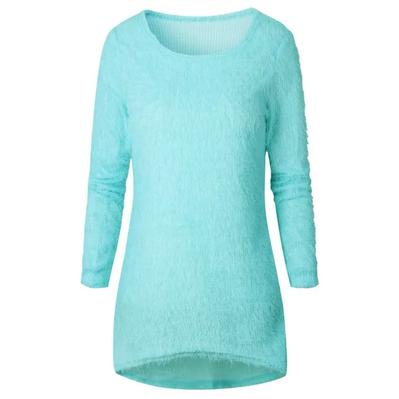 Женский Пушистый свитер, джемпер с длинным рукавом, Женский пуловер ранней осени, тонкие топы, свитер - Цвет: Синий