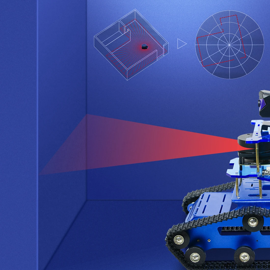  DIY Smart Programmable Robot Tank Chassis Car with Laser Radar for Raspberry Pi 4 (2G) For Kids Adu - 4000224005702