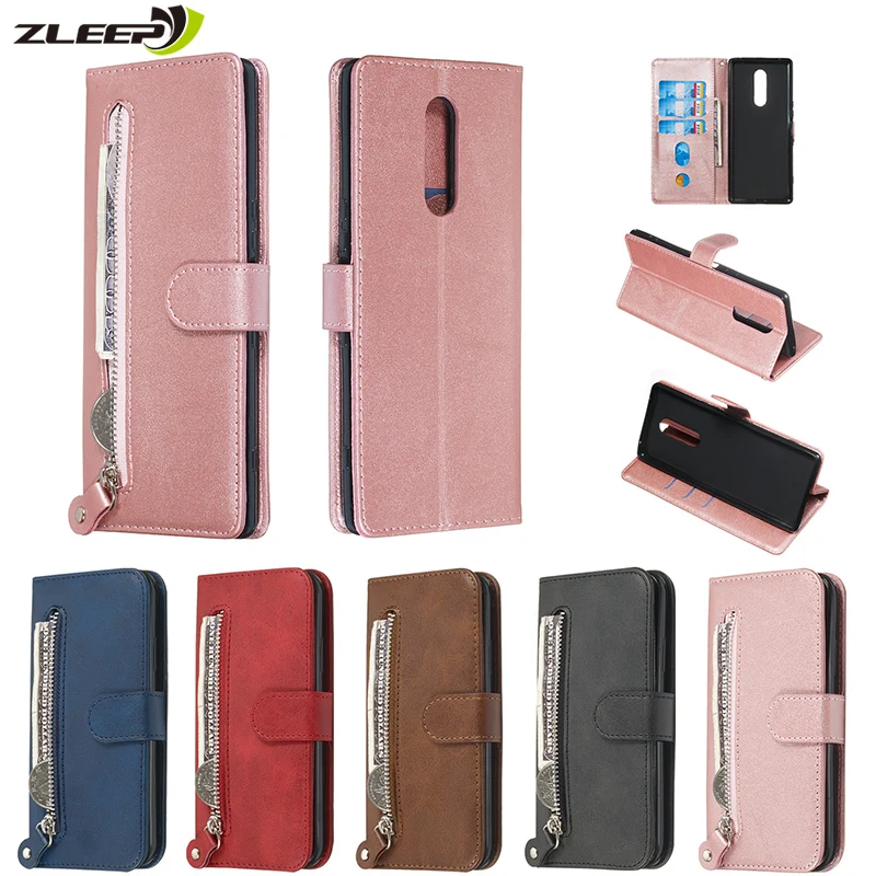 

Vintage Flip Wallet Zipper Case For Sony XZ2 XZ3 XZ4 Xperia1 Luxury Leather Card Stand Holder Cover Phone Coque Etui Mujer Bag