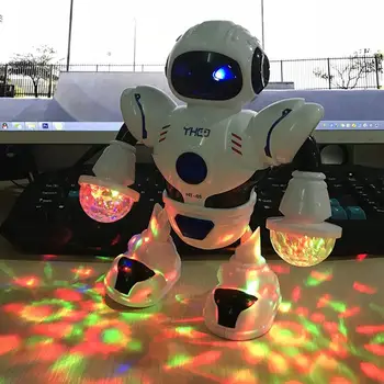 

Electric Dancing Walking Musical Model Robot with Colorful Flashing Light Kids Interactive Education Toy entertained much longer