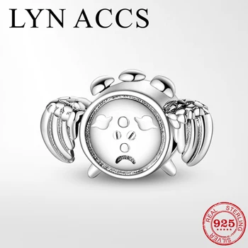 

European 925 Sterling Silver Angel Wings Ticking Alarm Clock Beads Charm Fit Original Pandora Bracelet Silver 925 Jewelry Making