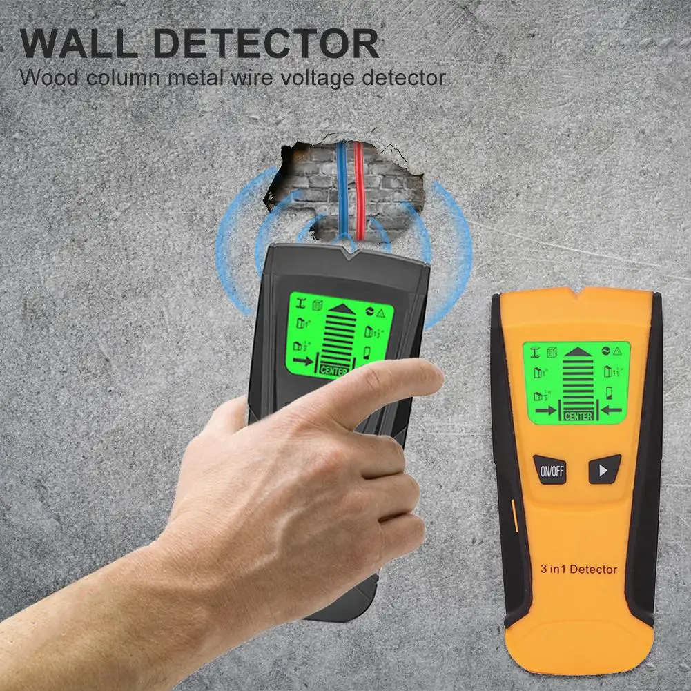 3 в 1 металлоискатель найти металл, дерево, штифты AC напряжение живой провод обнаружения стены сканер электрическая коробка искателя стены детектор