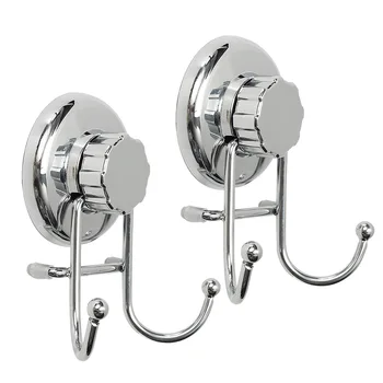 

2pcs/pack Hanger Strong Holder Home Storage Bathrobe Wall Mounted Suction Cup Bathroom Stainless Steel Towel Coat Hook Organizer