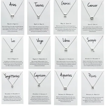 

QIAMNI 12 Constellation Pendant Necklace Star Zodiac Sign Horoscope Choker Necklace for Women Jewelry Birthday Gift Femme Charm