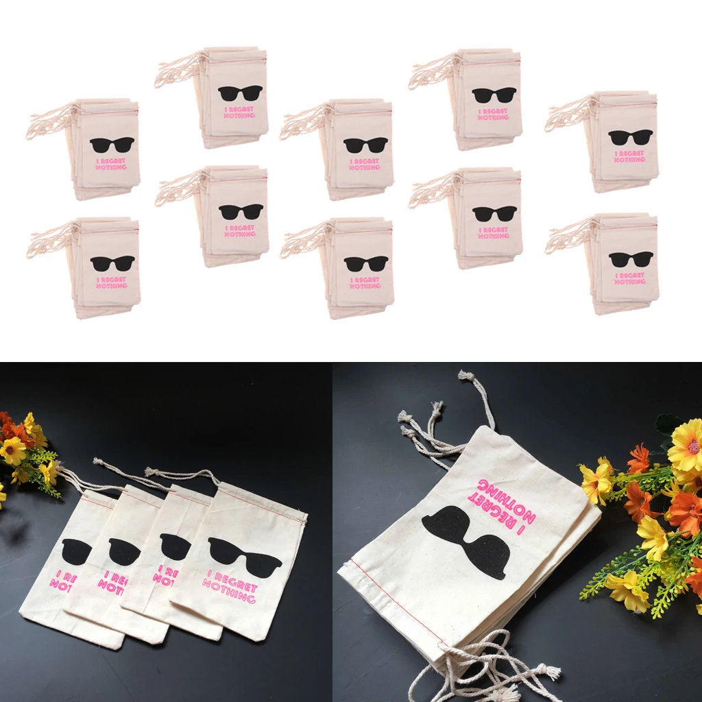 100/Pack I Regret Nothing Hangover Kit Bachelorette Party Favors Gift Bags Wedding Cotton Muslin Welcome Favors Bags