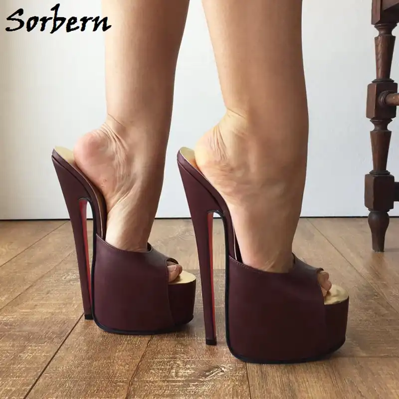 Sorbern 12 Inch Extreme High Heel Mules Women Shoes Crok Wedges 