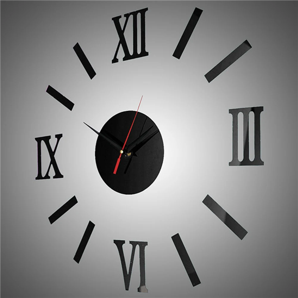 3D Acrylic Mirror Surface Roman Numerals Wall Clock Stickers Home DIY Decor 10WG
