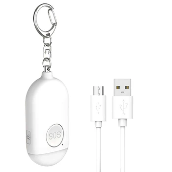 

New Personal Alarm Clock Rechargeable LED Light Waterproof Emergency Defense SOS Warning Anti-Theft Whistle Security Alarm for F